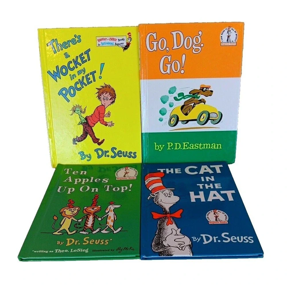 Dr‎ Seuss Beginner Books Lot of 4 Cat in the Hat Go Dog Go Ten Apples Up On Top